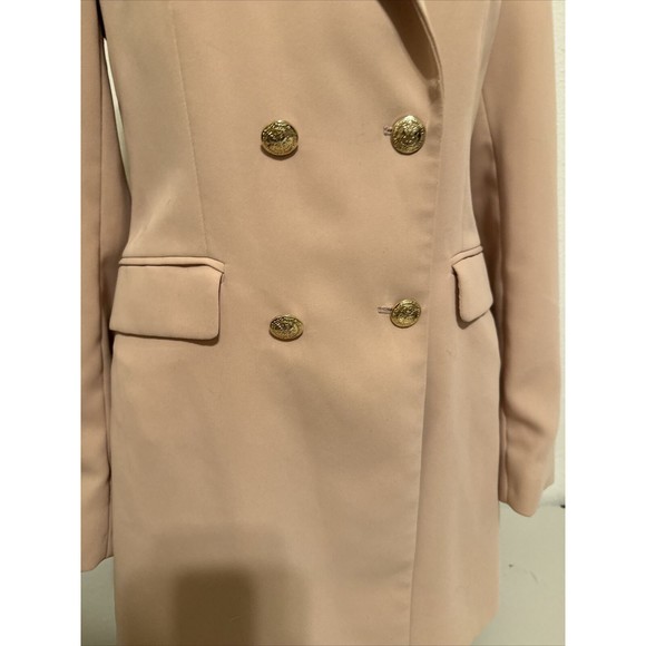 Zara Basic Collection Camel Double Breasted  Long Blazer Jacket Dress Women M - Picture 8 of 10